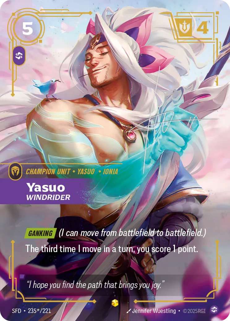 Yasuo - Windrider (Signed) — Spiritforged — Riftbound: League of Legends TCG