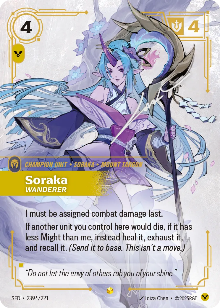 Soraka - Wanderer (Signed) — Spiritforged — Riftbound: League of Legends TCG
