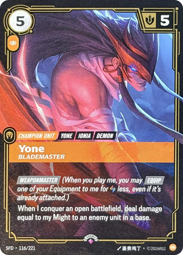 Yone - Blademaster (Pre-Rift Promo) — Spiritforged - Promo Cards — Riftbound