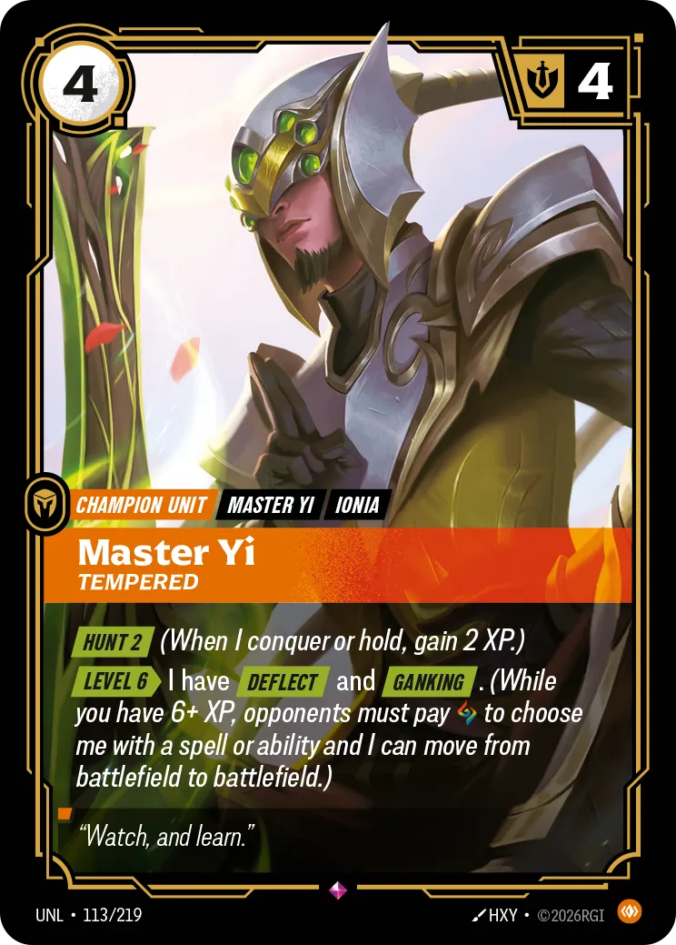Master Yi - Tempered — Unleashed — Riftbound