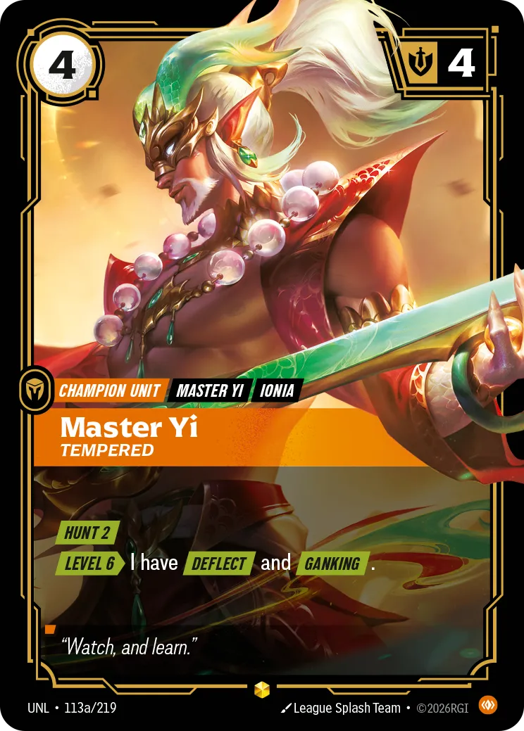 Master Yi - Tempered (Alternate Art) — Unleashed — Riftbound