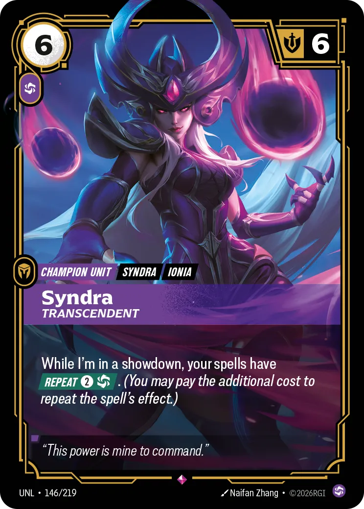 Syndra - Transcendent — Unleashed — Riftbound