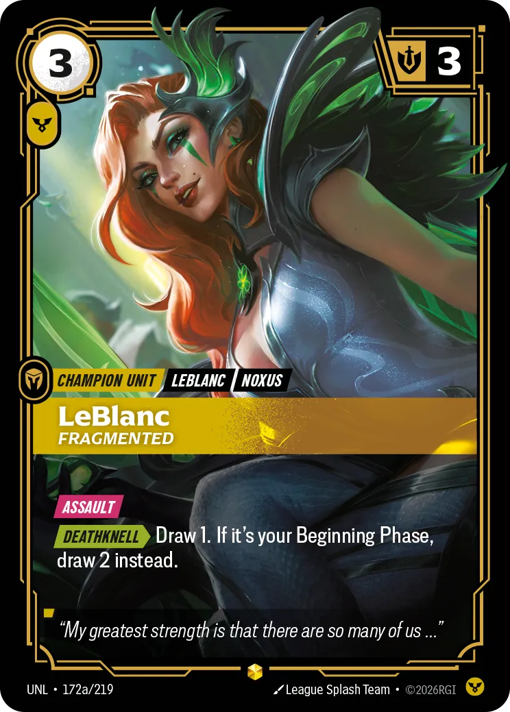LeBlanc - Fragmented (Alternate Art) — Unleashed — Riftbound