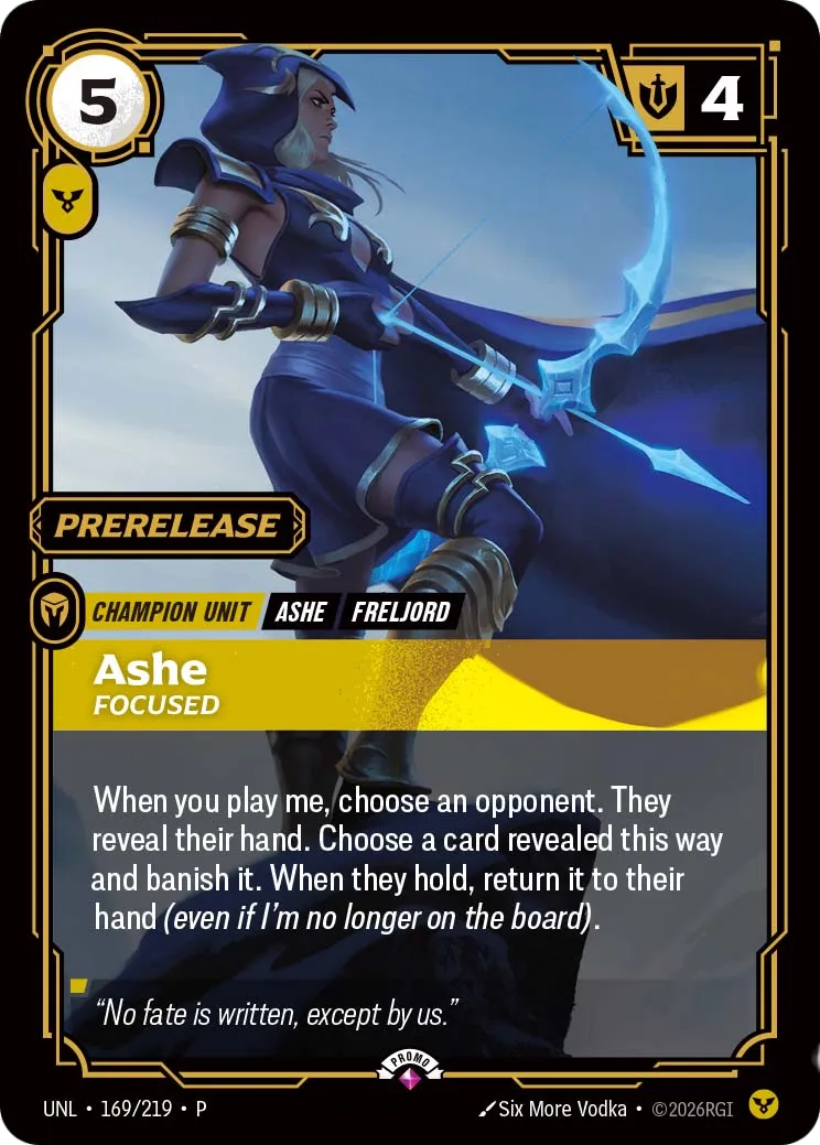 Ashe - Focused (Prerelease) — Unleashed - Promo Cards — Riftbound