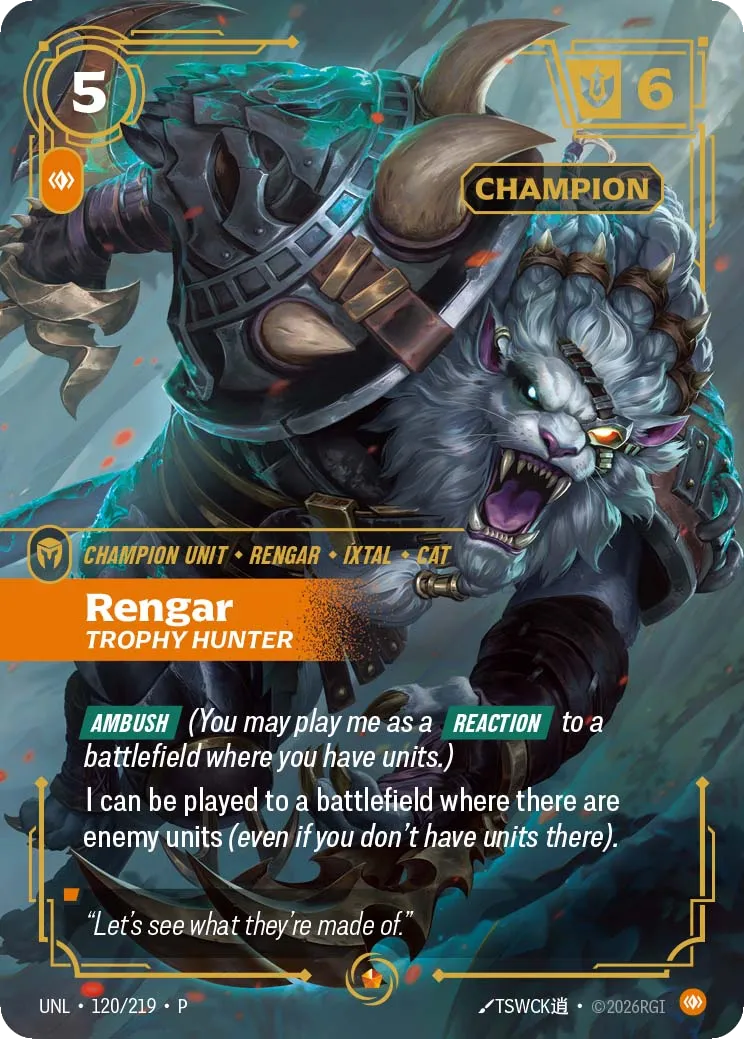 Rengar - Trophy Hunter - champion — Unleashed - Promo Cards — Riftbound: League of Legends TCG