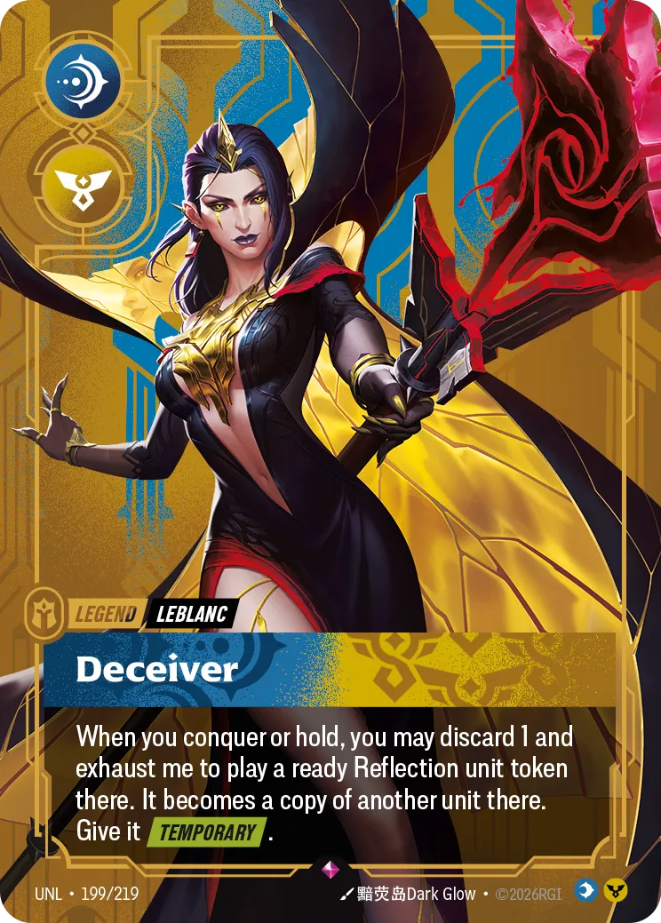 LeBlanc - Deceiver (Metal) — Unleashed - Promo Cards — Riftbound