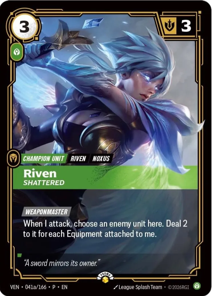 Riven - Shattered (Promo) — Vendetta - Promo Cards — Riftbound: League of Legends TCG