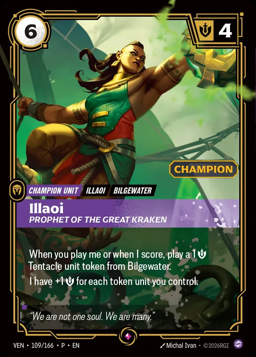 Illaoi - Prophet of the Great Kraken (Champion) — Vendetta - Promo Cards — Riftbound