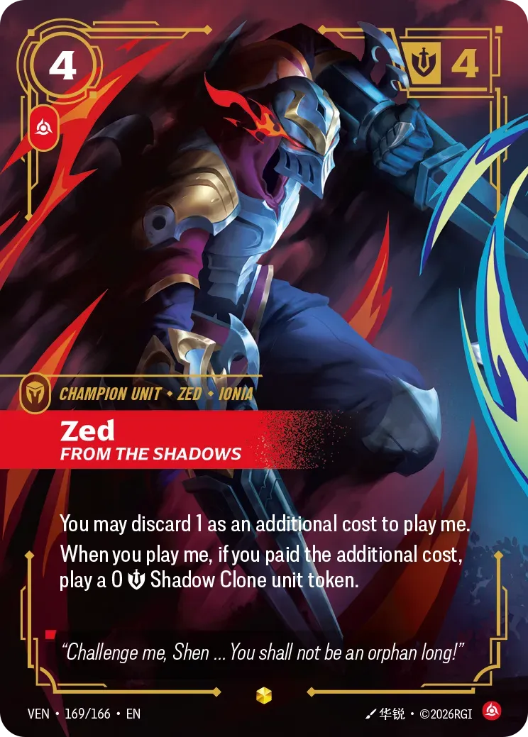 Zed - From the Shadows — Vendetta — Riftbound
