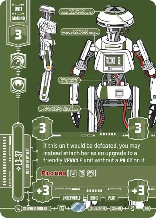 L3-37 - Get Out Of My Seat from 2025 Convention Exclusive - Star Wars: Unlimited