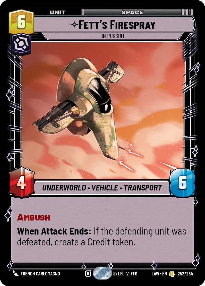 Fett's Firespray - In Pursuit — A Lawless Time — Star Wars: Unlimited
