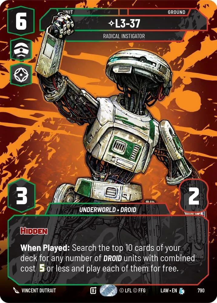 L3-37 - Radical Instigator — A Lawless Time — Star Wars: Unlimited