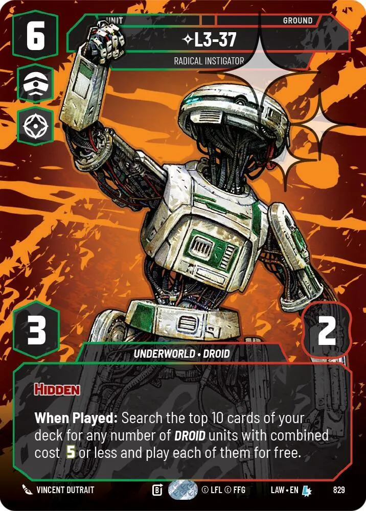 L3-37 - Radical Instigator — A Lawless Time — Star Wars: Unlimited