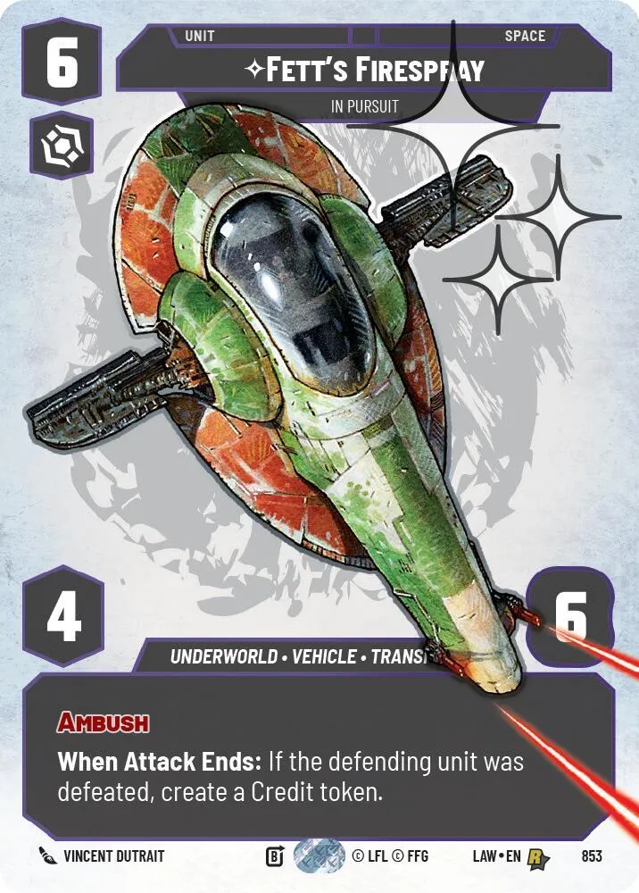 Fett's Firespray - In Pursuit — A Lawless Time — Star Wars: Unlimited