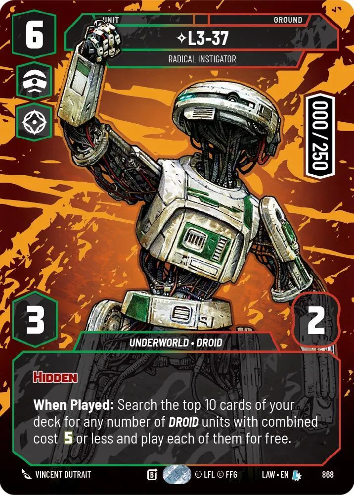 L3-37 - Radical Instigator — A Lawless Time — Star Wars: Unlimited