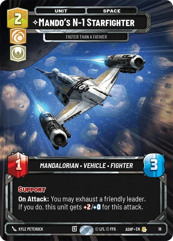 Mando's N-1 Starfighter - Faster than a Fathier — Ashes of the Empire - Weekly Play Promos — Star Wars: Unlimited