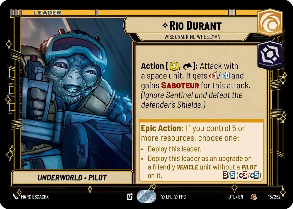 Rio Durant - Pilote Blagueur — Jump to Lightspeed — Star Wars: Unlimited