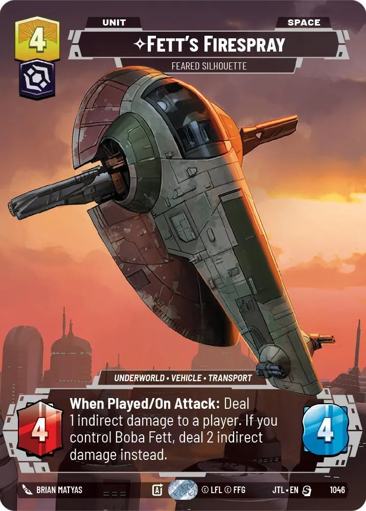 Fett's Firespray - Feared Silhouette — Jump to Lightspeed — Star Wars: Unlimited