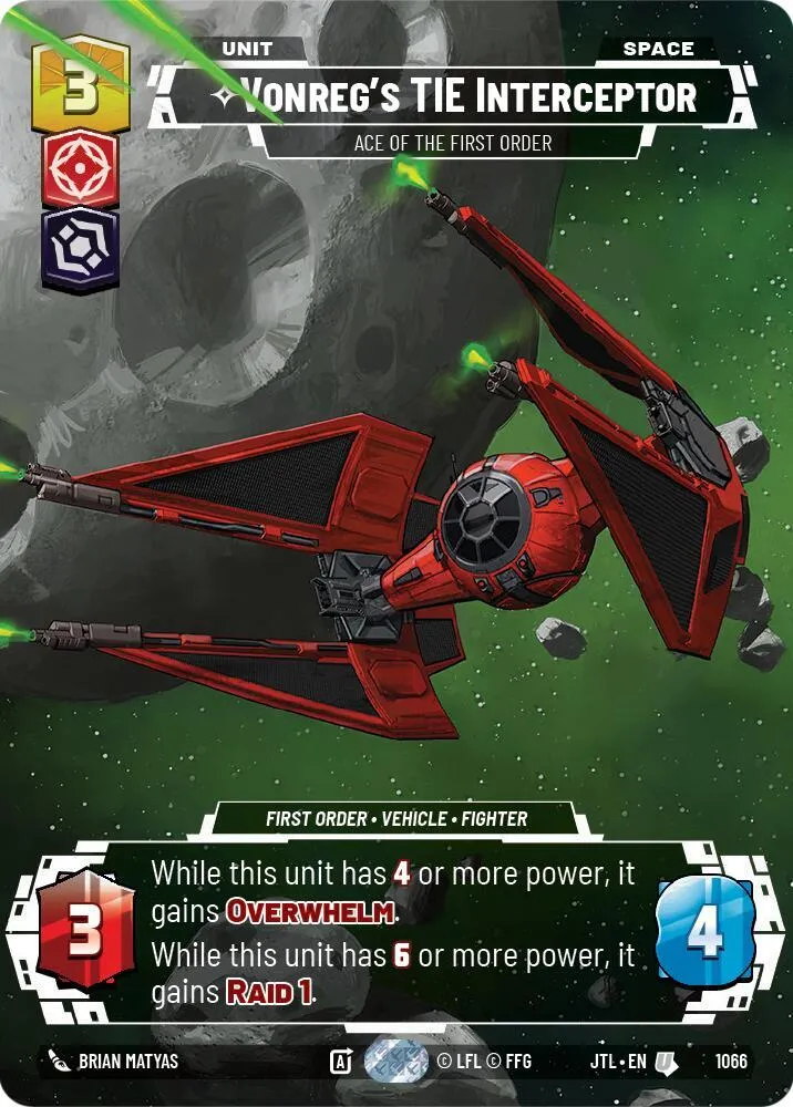 Vonreg's TIE Interceptor - Ace of the First Order — Jump to Lightspeed — Star Wars: Unlimited