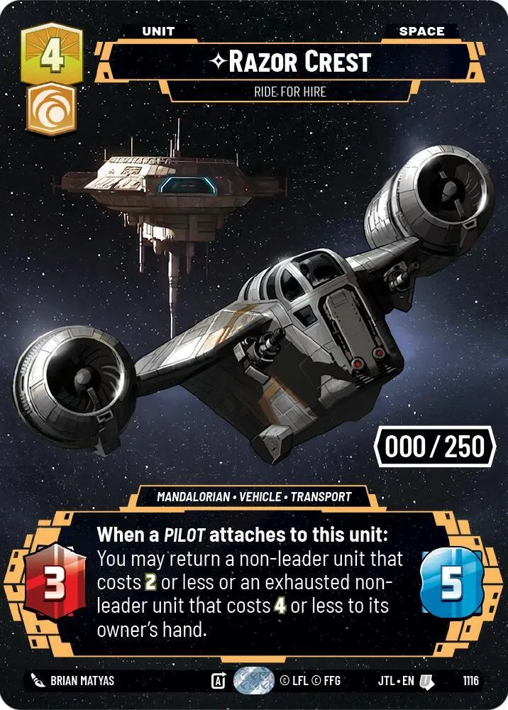Razor Crest - Ride for Hire — Jump to Lightspeed — Star Wars: Unlimited