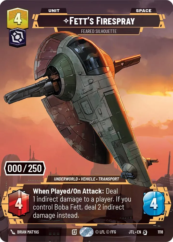 Fett's Firespray - Feared Silhouette — Jump to Lightspeed — Star Wars: Unlimited