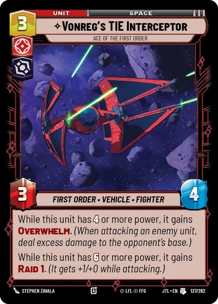 Intercepteur TIE de Vonreg - As Du Premier Ordre — Jump to Lightspeed — Star Wars: Unlimited