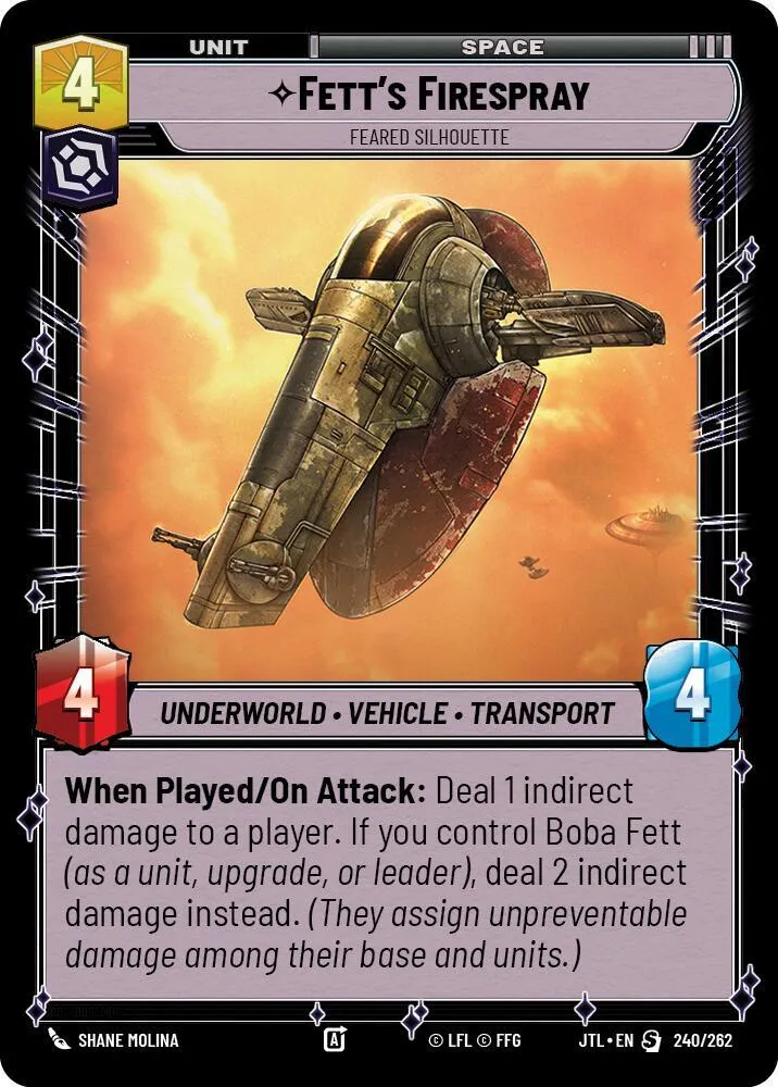 Fett's Firespray - Feared Silhouette — Jump to Lightspeed — Star Wars: Unlimited