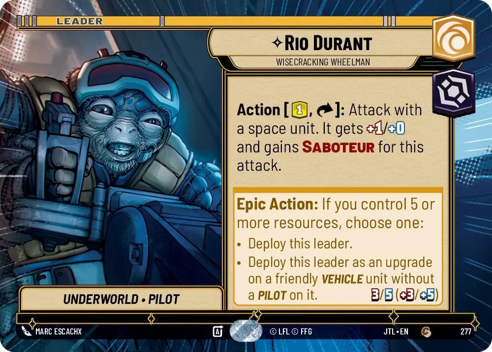 Rio Durant - Wisecrack Wheelman — Jump to Lightspeed — Star Wars: Unlimited