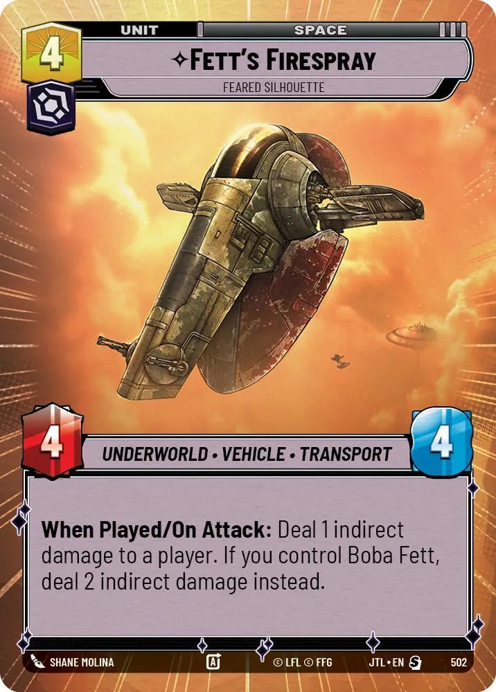 Firespray de Fett - Silhouette Intimidante — Jump to Lightspeed — Star Wars: Unlimited