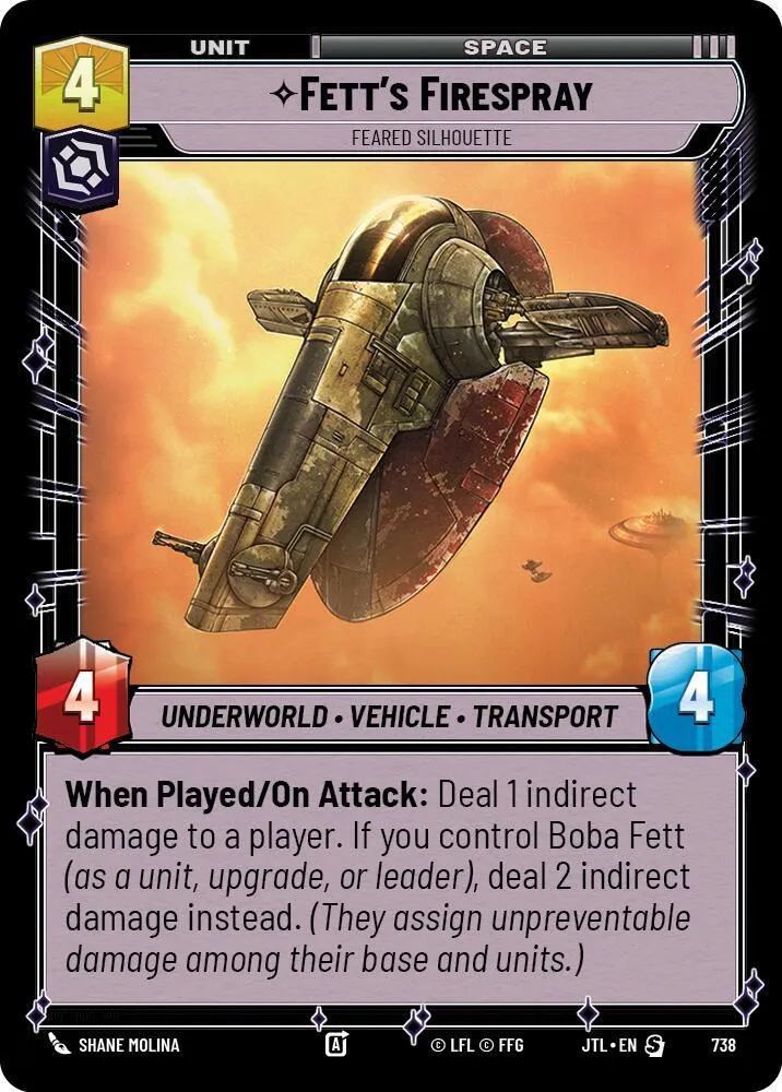 Fett's Firespray - Feared Silhouette — Jump to Lightspeed — Star Wars: Unlimited