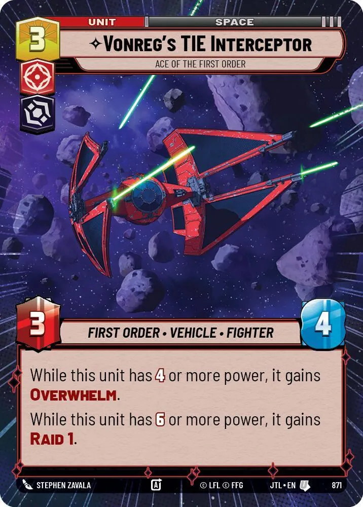 Vonreg's TIE Interceptor - Ace of the First Order — Jump to Lightspeed — Star Wars: Unlimited