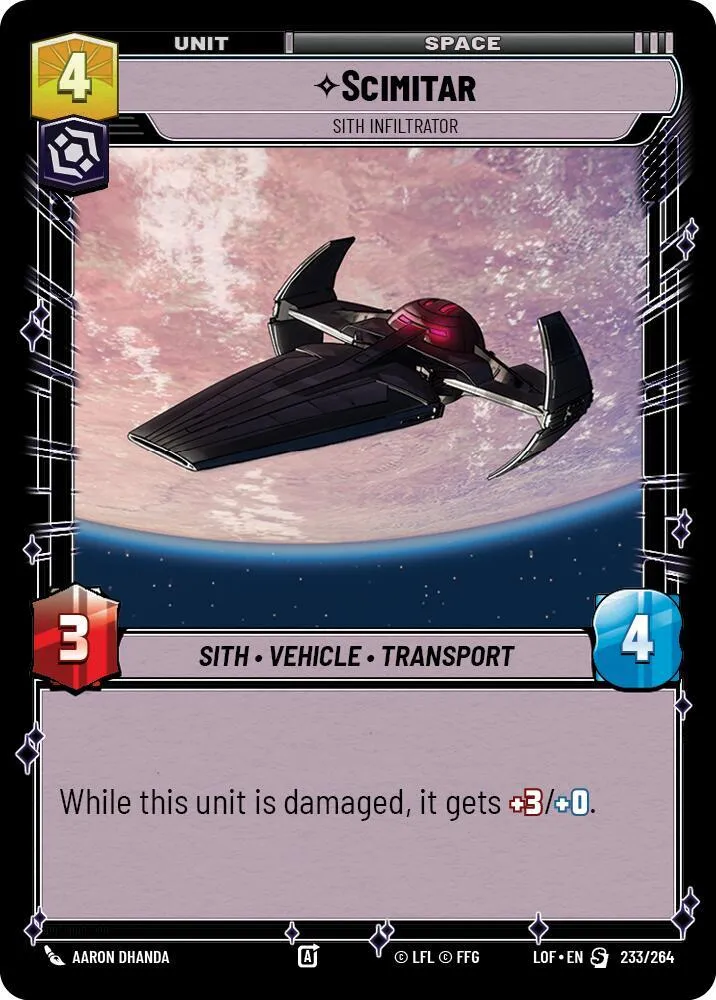 Scimitar - Sith Infiltrator — Legends of the Force — Star Wars: Unlimited