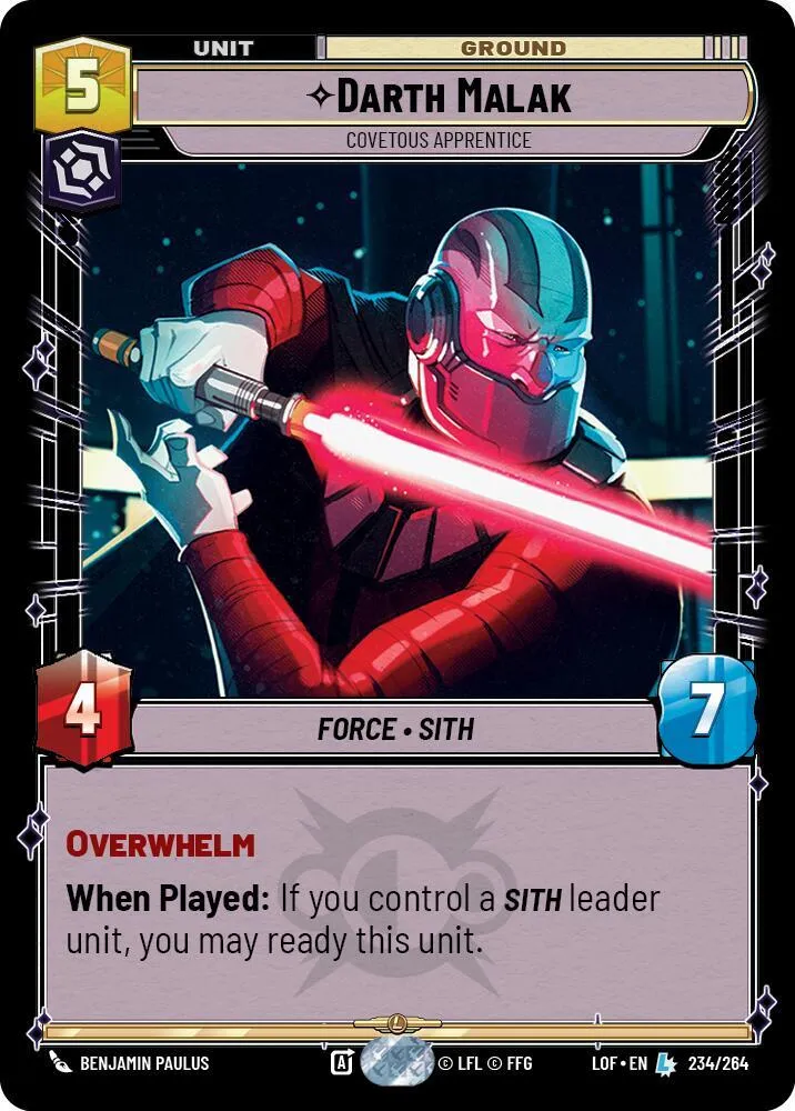 Darth Malak - Covetous Apprentice — Legends of the Force — Star Wars: Unlimited