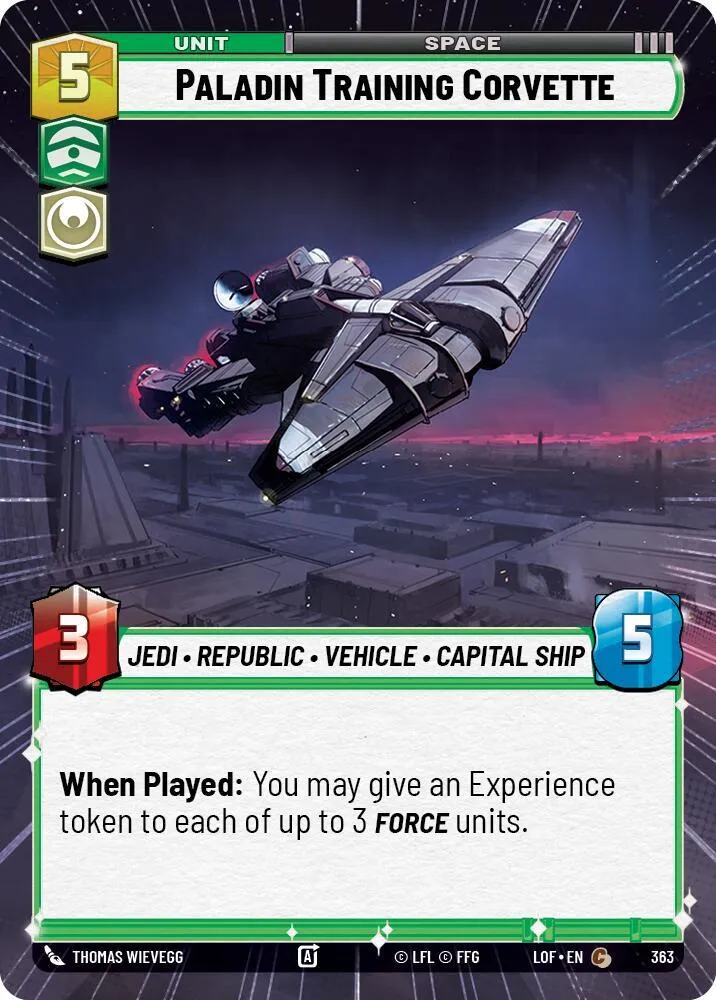 Corvette d'Entraînement Paladin — Legends of the Force — Star Wars: Unlimited