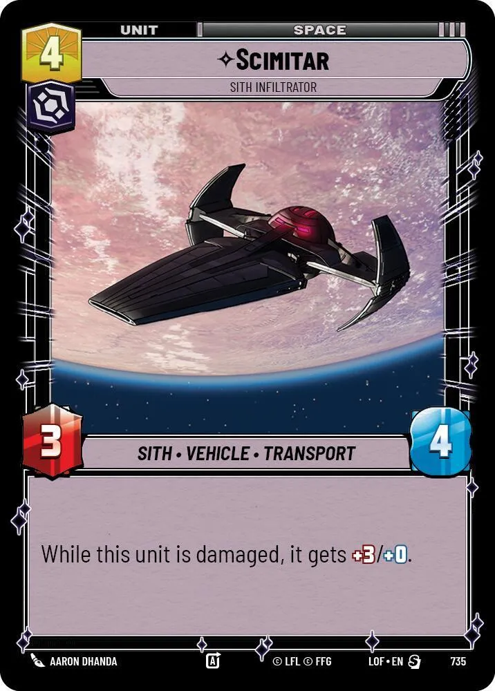 Scimitar - Sith Infiltrator — Legends of the Force — Star Wars: Unlimited