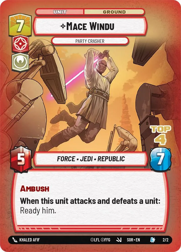 Mace Windu - Party Crasher (Top 4) — Organized Play Promos — Star Wars: Unlimited