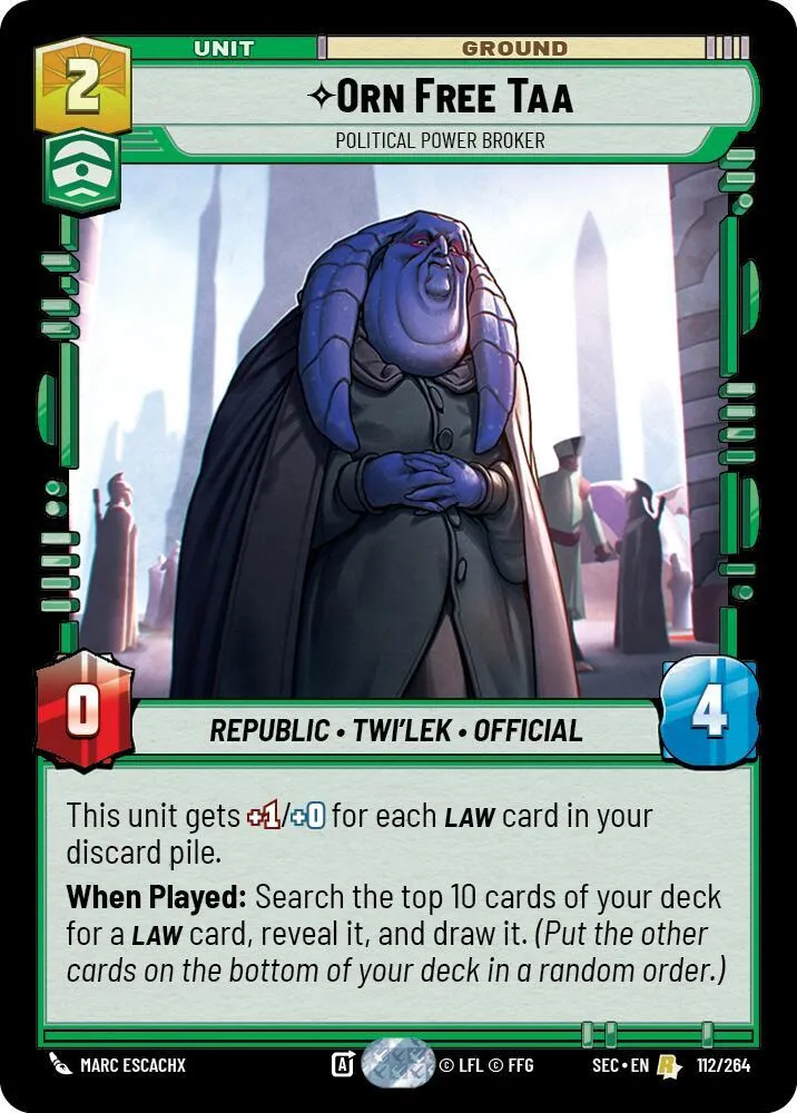 Orn Free Taa - Political Power Broker — Secrets of Power — Star Wars: Unlimited