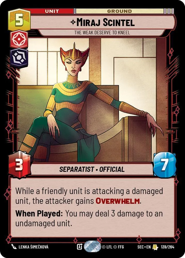 Miraj Scintel - Les Faibles Devraient S'Agenouiller — Secrets of Power — Star Wars: Unlimited