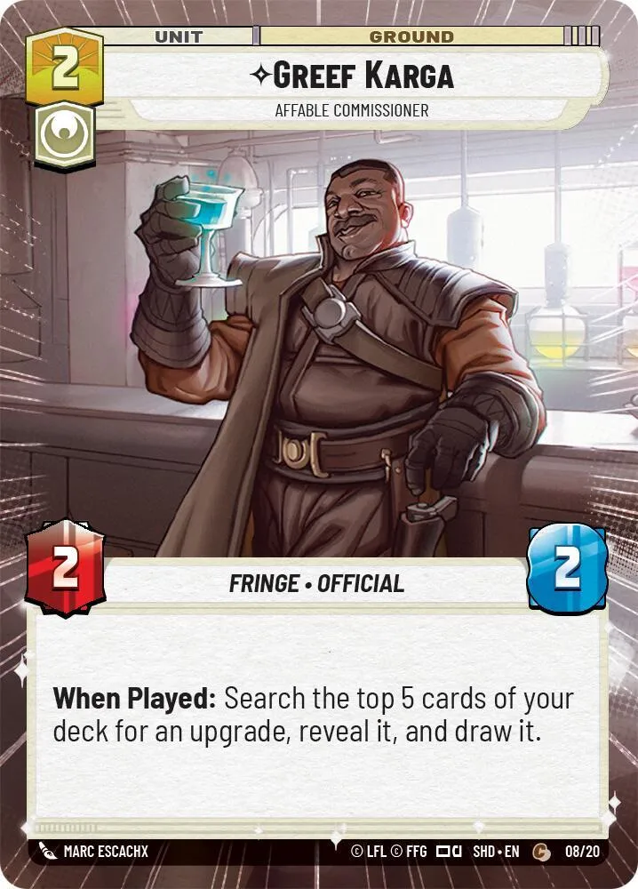 Greef Karga - Haut-Fonctionnaire Affable — Shadows of the Galaxy: Weekly Play Promos — Star Wars: Unlimited