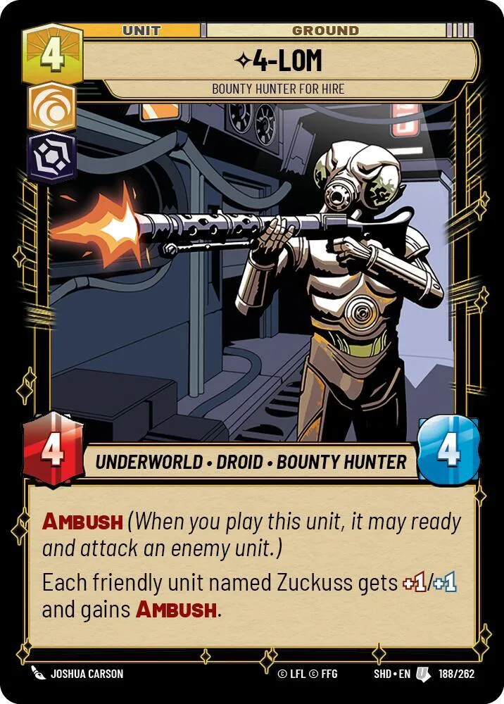 4-LOM - Bounty Hunter for Hire — Shadows of the Galaxy — Star Wars: Unlimited