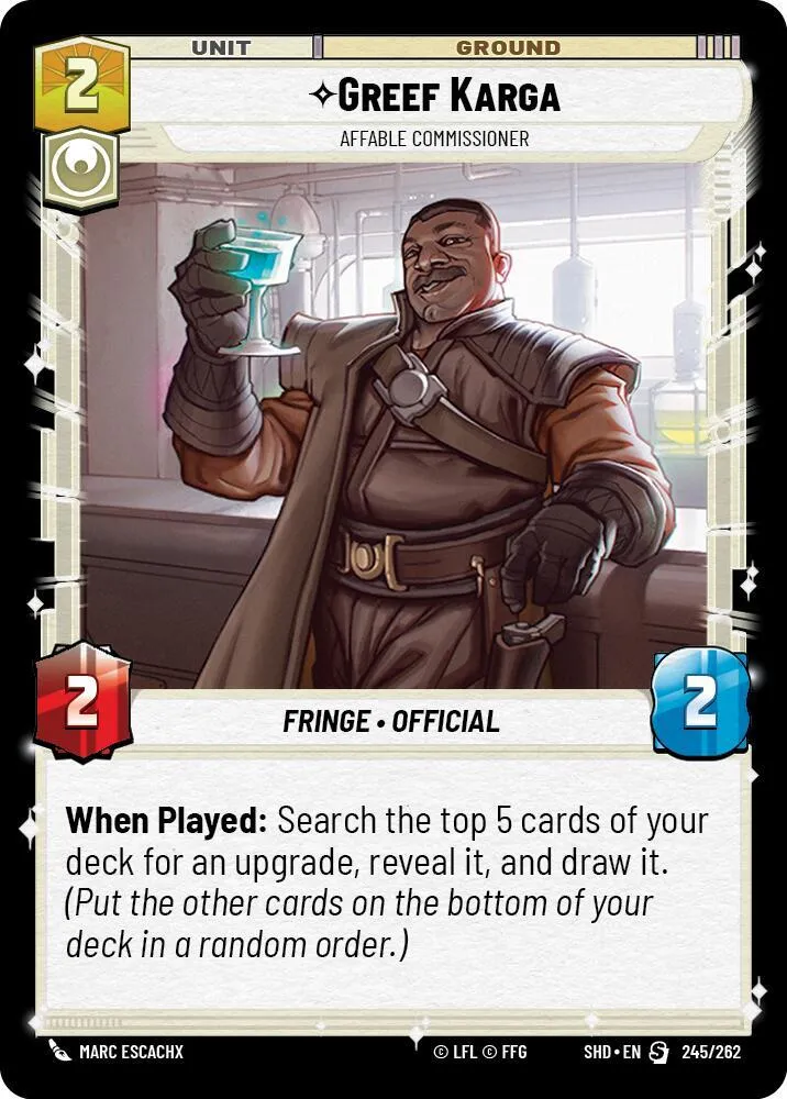 Greef Karga - Affable Commissioner — Shadows of the Galaxy — Star Wars: Unlimited