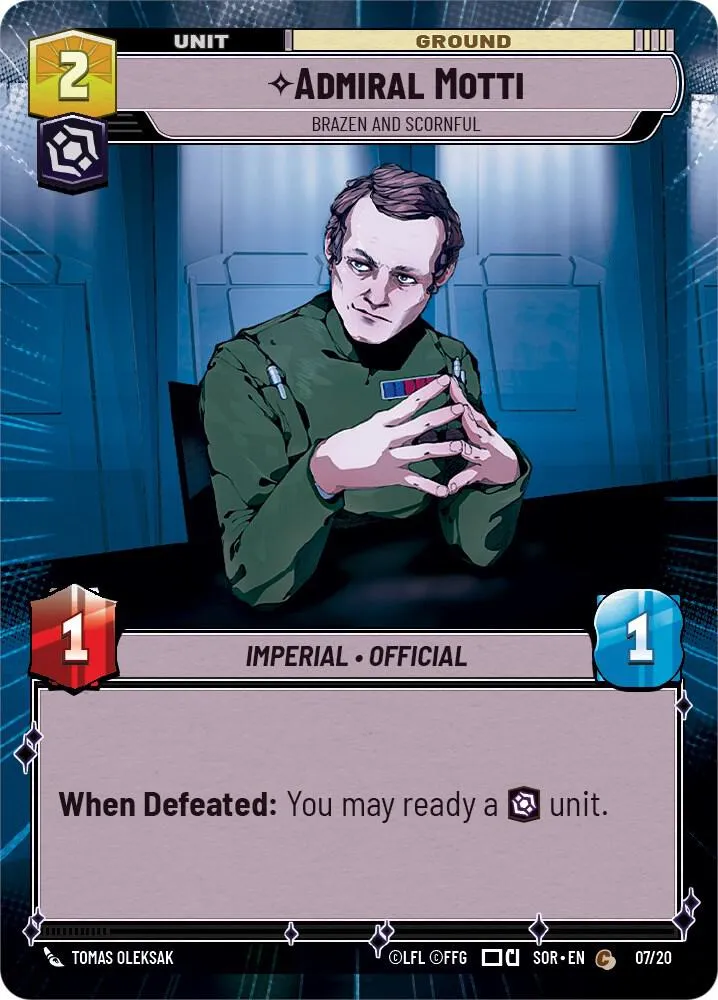 Admiral Motti - Brazen and Scornful — Spark of Rebellion: Weekly Play Promos — Star Wars: Unlimited