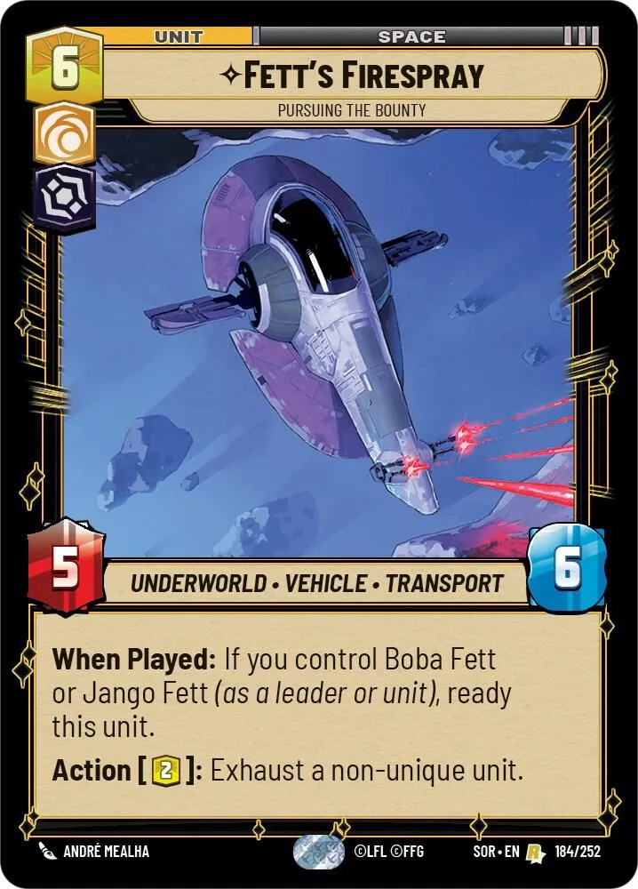 Fett's Firespray - Pursuing the Bounty — Spark of Rebellion — Star Wars: Unlimited
