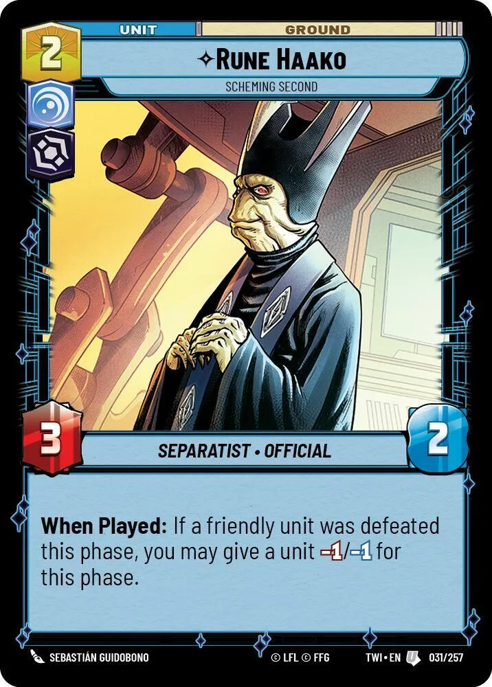 Rune Haako - Comploteur En Second — Twilight of the Republic — Star Wars: Unlimited