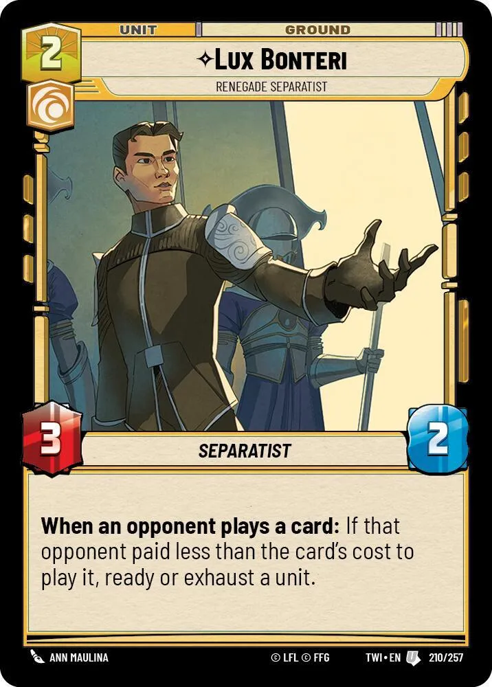Lux Bonteri - Séparatiste Renégat — Twilight of the Republic — Star Wars: Unlimited