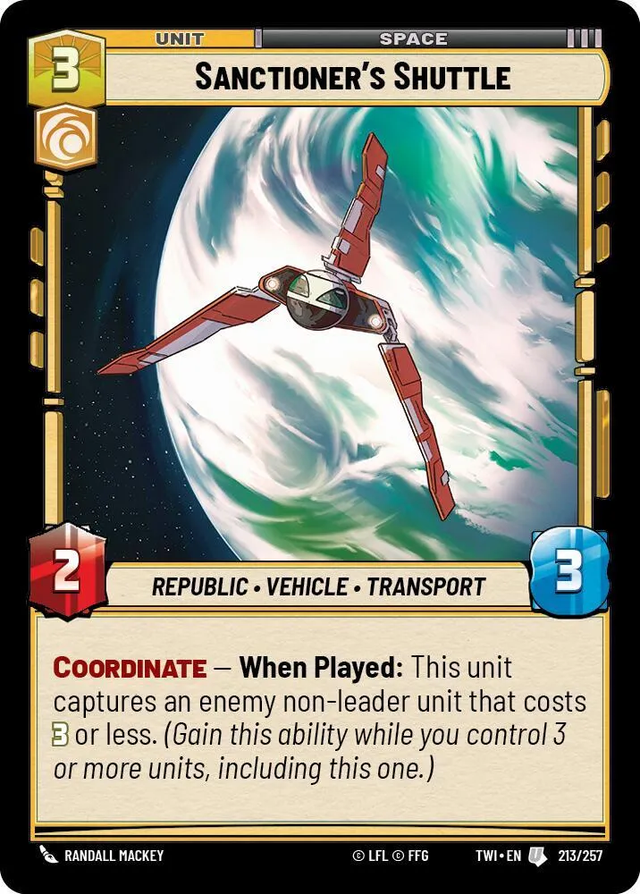 Navette du Sanctionneur — Twilight of the Republic — Star Wars: Unlimited