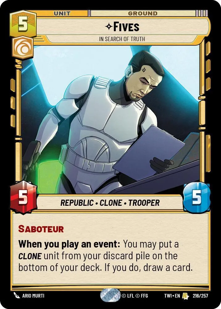 Fives - In Search of Truth — Twilight of the Republic — Star Wars: Unlimited