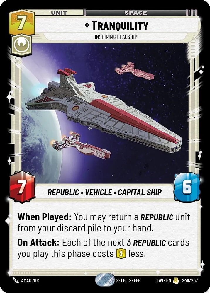 Tranquility - Vaisseau Amiral Inspirant — Twilight of the Republic — Star Wars: Unlimited