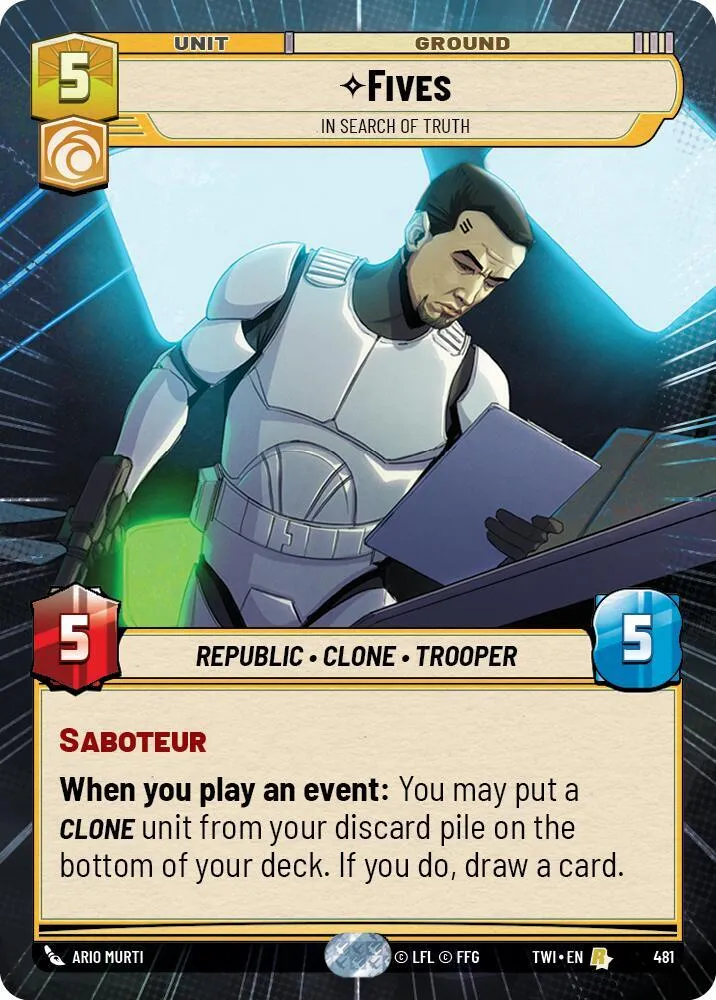 Fives - In Search of Truth — Twilight of the Republic — Star Wars: Unlimited