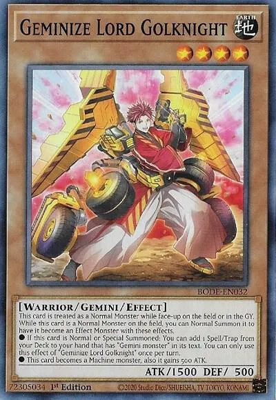 Geminize Lord Golknight — Burst of Destiny — Yu-Gi-Oh!
